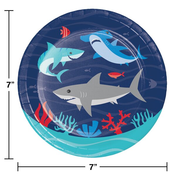 24 Count Value Pack Creative Converting Shark Splash Round Dinner Plates