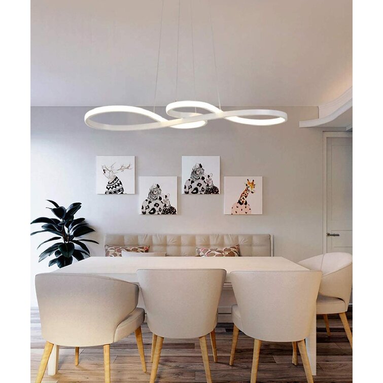 Creative Design Chandelier Lighting for Kitchen Island Black 100cm Length and 120cm Chain Height Adjustable Hanging Lamp Modern Chandelier Lighting LED Dining Room Dimmable Pendant Light