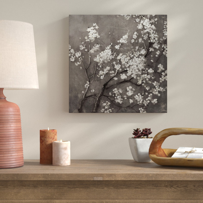 Bloomsbury Market White Cherry Blossom I On Grey Acrylic