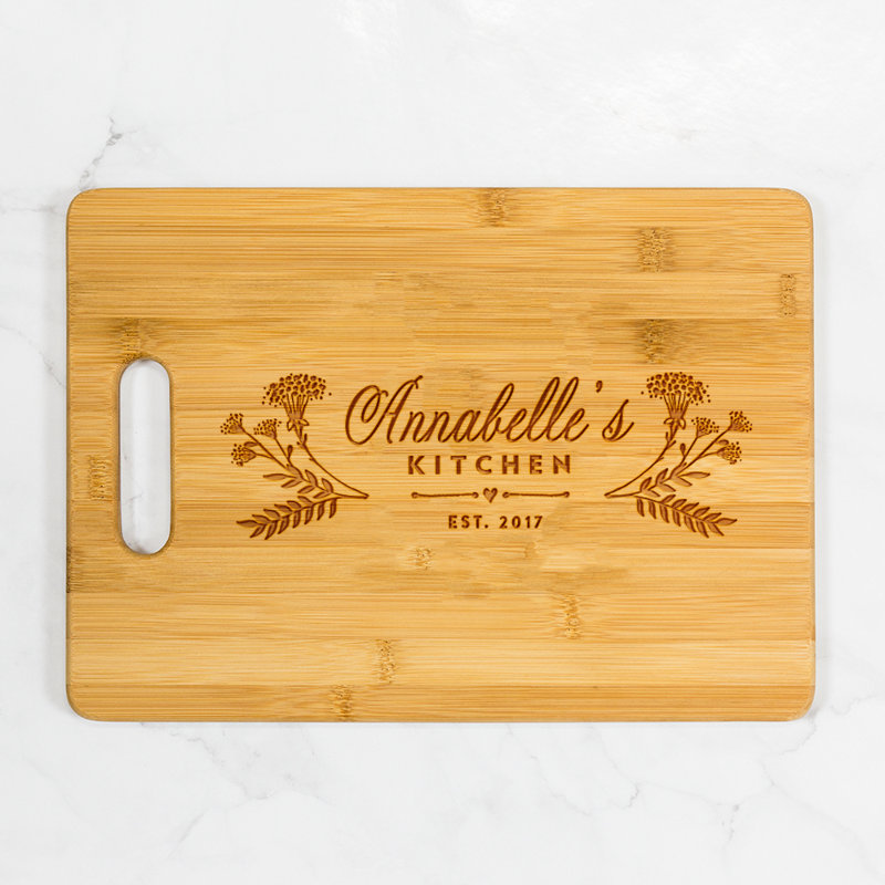 Floral Personalized Kitchen Bamboo Cutting Board
