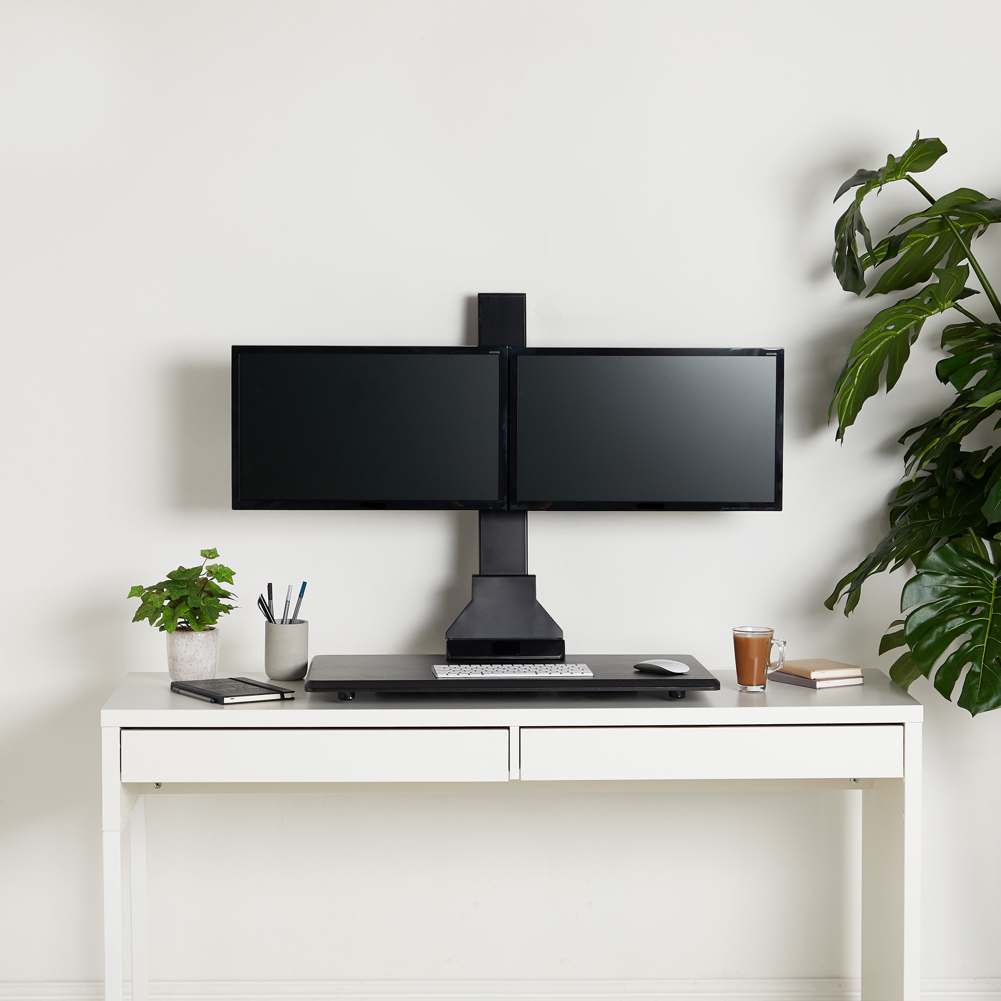 VonHaus Electric Double Monitor Riser 20" Standing Desk Converter Wayfair