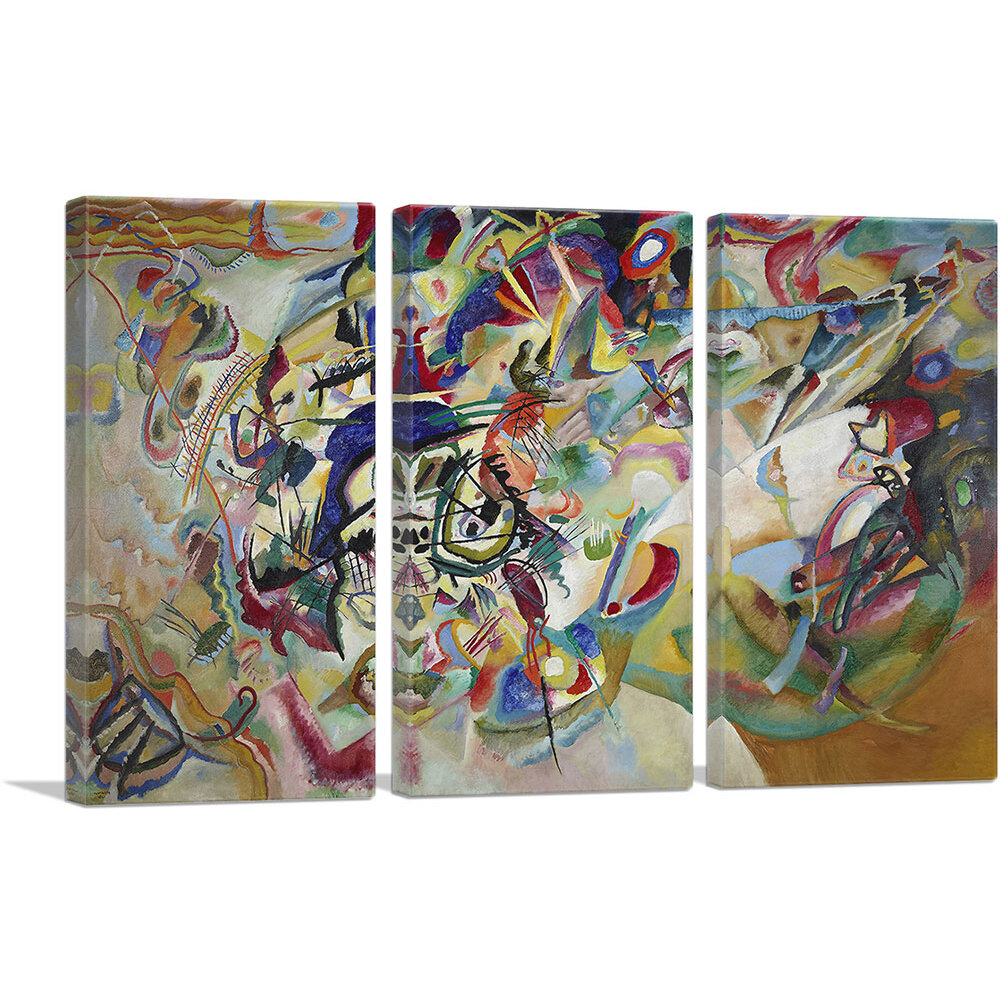 WASSILY KANDISKY COMPOSITION VII  PAINT  RE PRINT ON FRAMED CANVAS  4 PANELS 