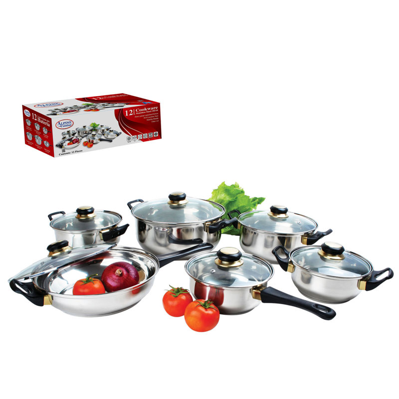 Alpine Cuisine 12 Pieces Stainless Steel Cookware Set  Wayfair.ca