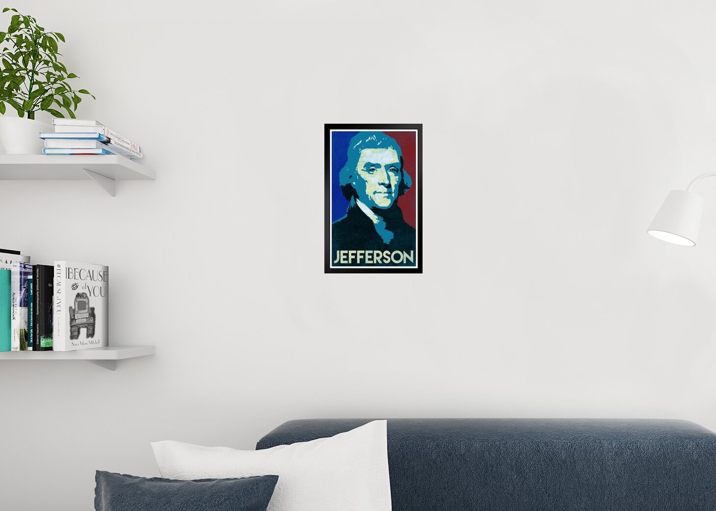 Trinx President Thomas Jefferson Portrait Pop Art Black Wood Framed ...