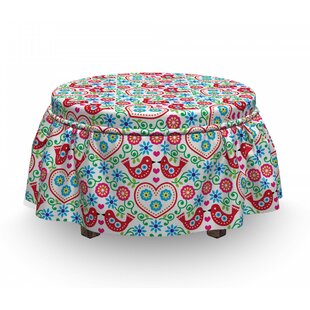 Flowers Birds And Hearts Ottoman Slipcover (Set Of 2) By East Urban Home