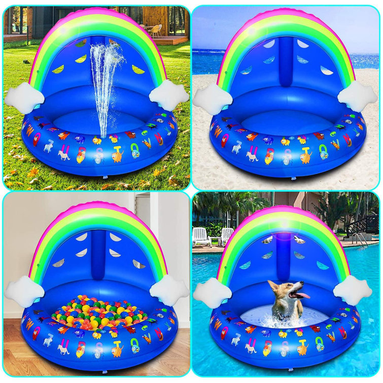 Treasure Fur Baby Pool Toys With Canopy 40 Inflatable Kiddie Pool Floats For Outside Splash Pad Sprinkler For Kids Blow Up Outdoor Water Toys For Toddlers 1 3 Wayfair
