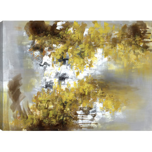 Gray And Yellow Pictures Wayfair Fl Art The Yellow Blossoms Acrylic Painting Print On Canvas In Gray