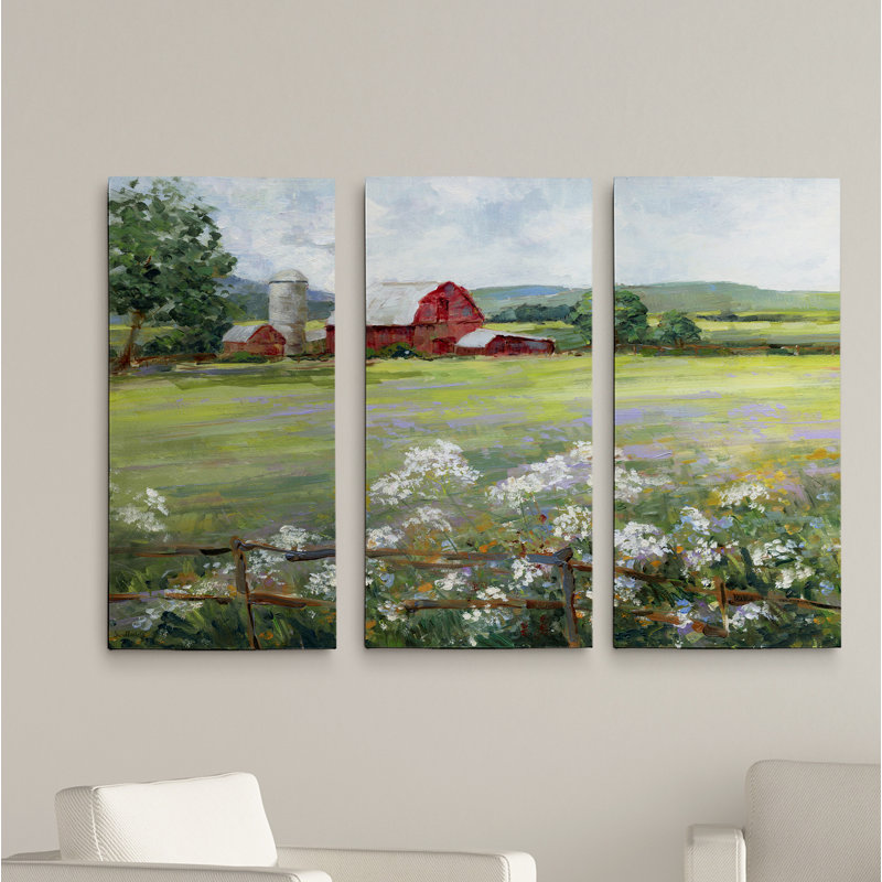 August Grove A Premium Summer At The Farm Painting Multi Piece Image On Canvas Wayfair