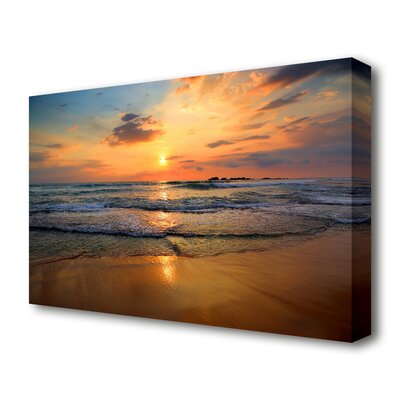 East Urban Home Beach Waves Sunset - Wrapped Canvas Photograph ...