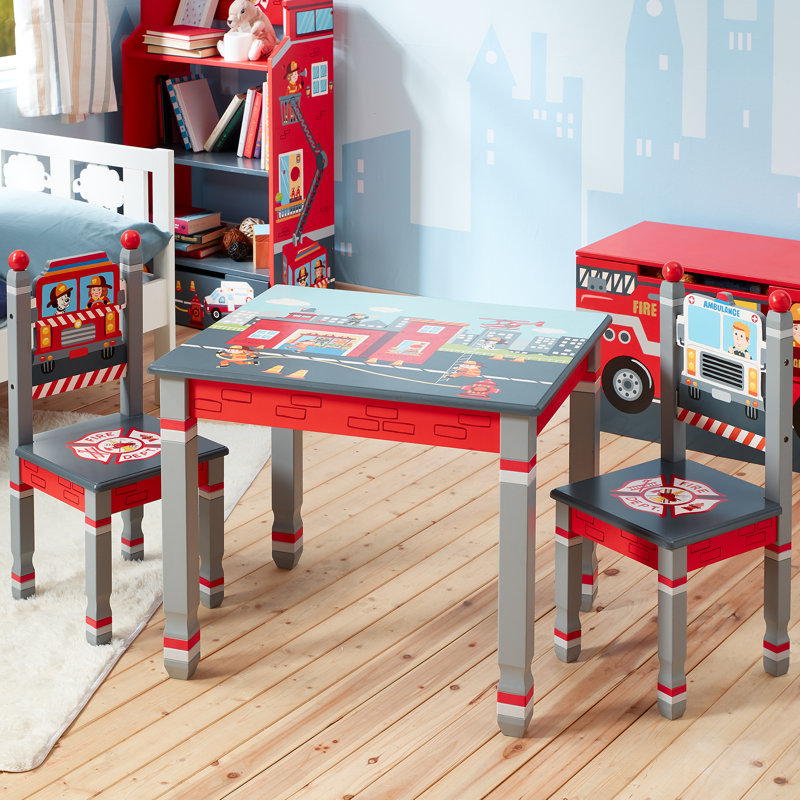 Fantasy Fields Little Fire Fighters Kids 3 Piece Play Table And Chair Set Wayfair