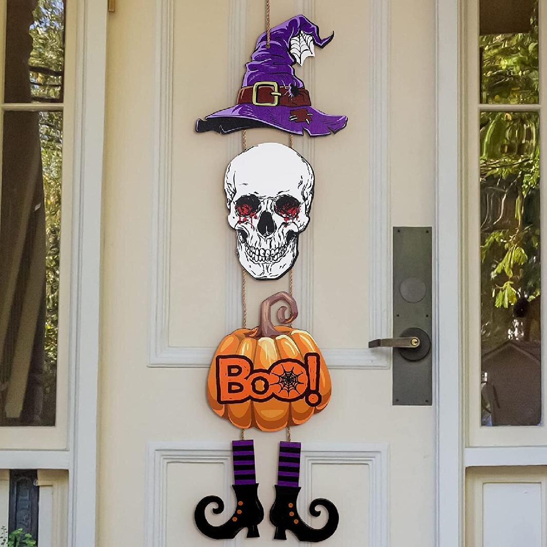 PERSONALIZE Halloween WITCH HAT Name Sign Pumpkin Wall Art Door Plaque Hanger 