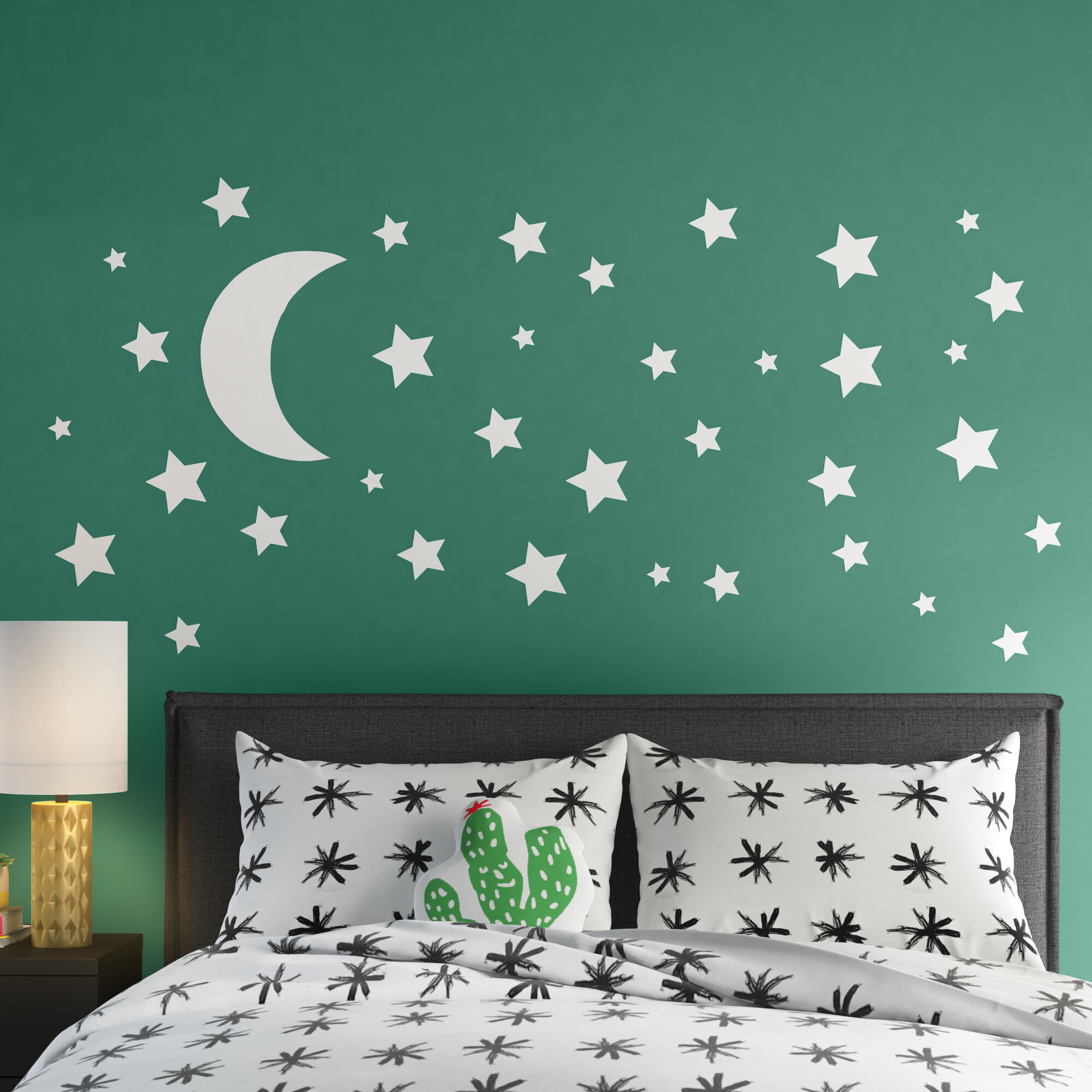 Moon and star set window decals for kids room