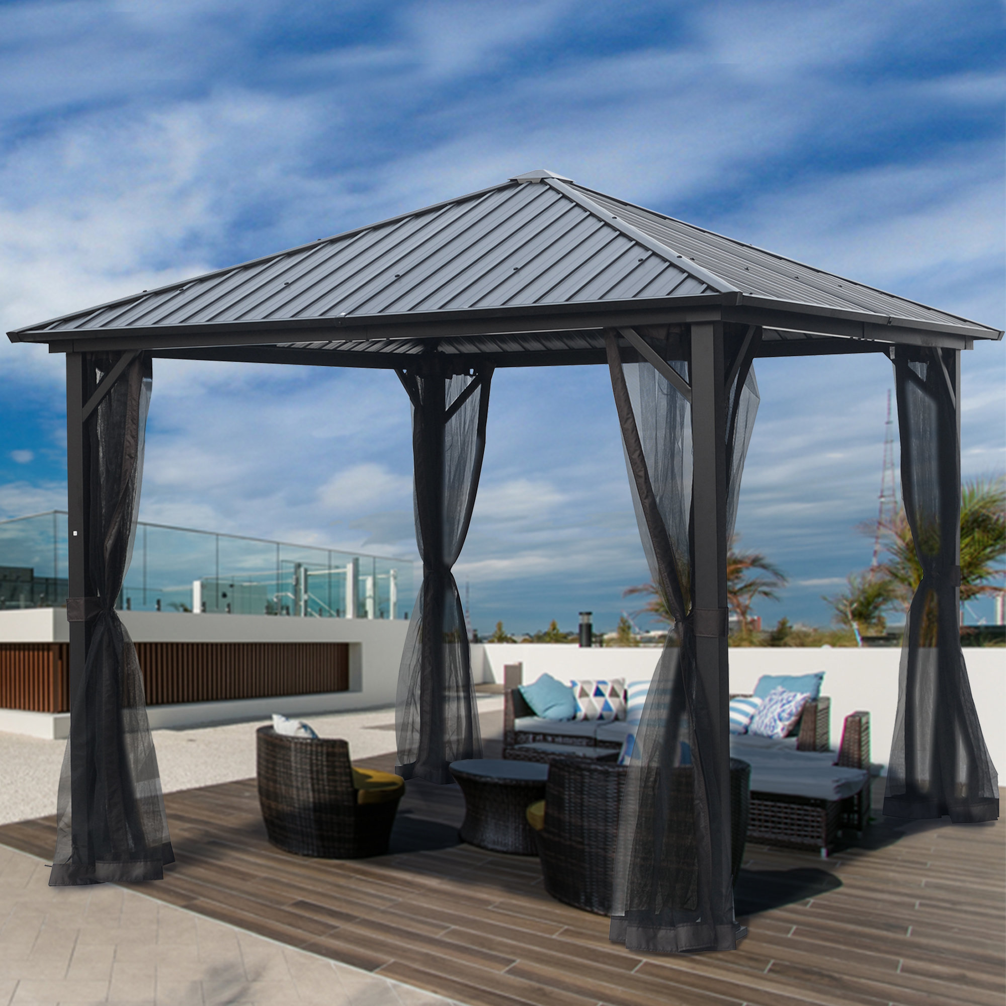 Arlmont Co Thalia Hardtop 10 Ft W X 10 Ft D Steel Patio Gazebo Reviews Wayfair