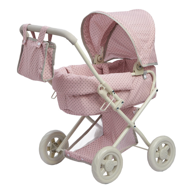 Lovely Dotted Baby Doll Stroller Trolley,Soft Plastic Handles & Sturdy Frame