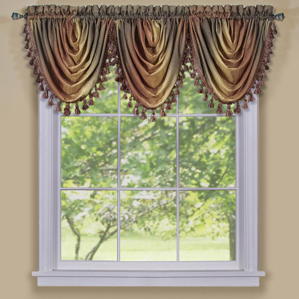 Assorted Colors Luxury Waterfall Austrian Beads Trimmed Window Valances