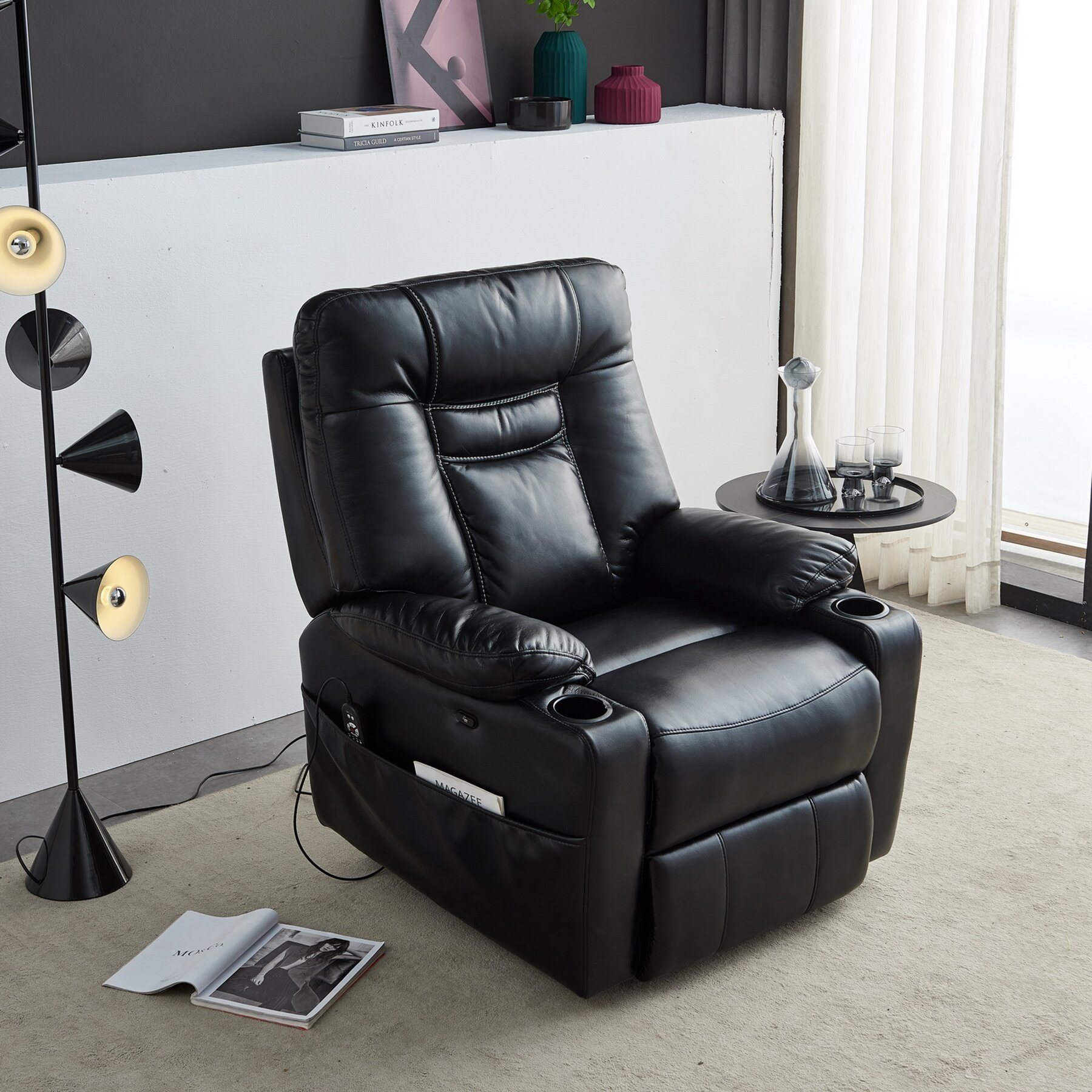 power lift recliner with cup holder