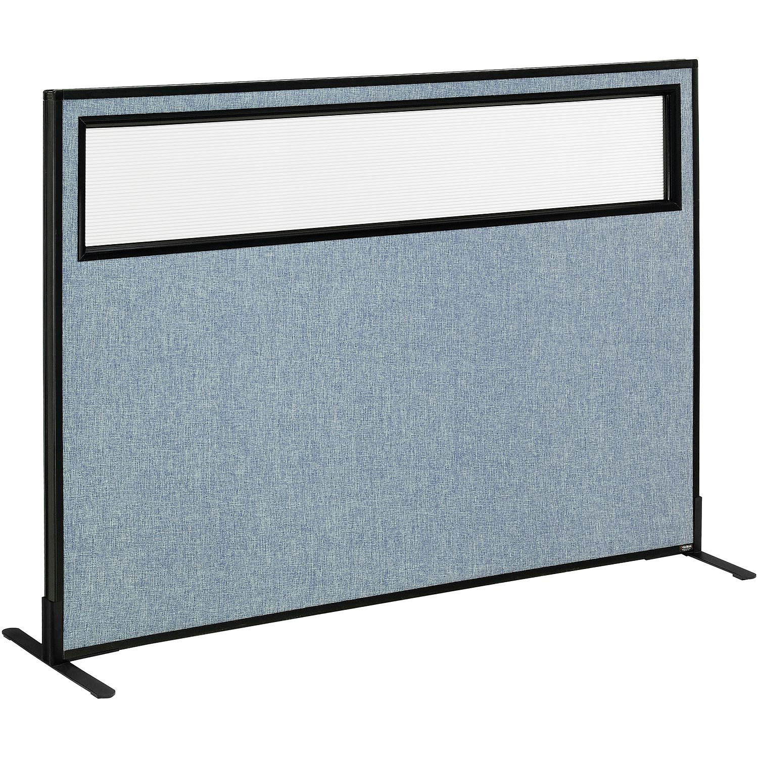 Interion Freestanding Gray Office Partition Panel With Partial Window