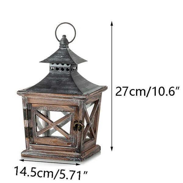 6 Large Wood Metal Lantern 13" Tall Rustic Candleholder Wedding Centerpieces
