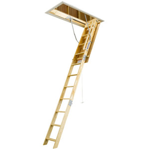 10 ft Manufactured Wood Attic Ladder with 250 lb. Load Capacity