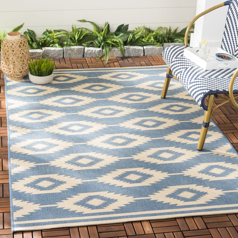 Bungalow Rose Brodick Cream Blue Indoor Outdoor Area Rug Reviews Wayfair
