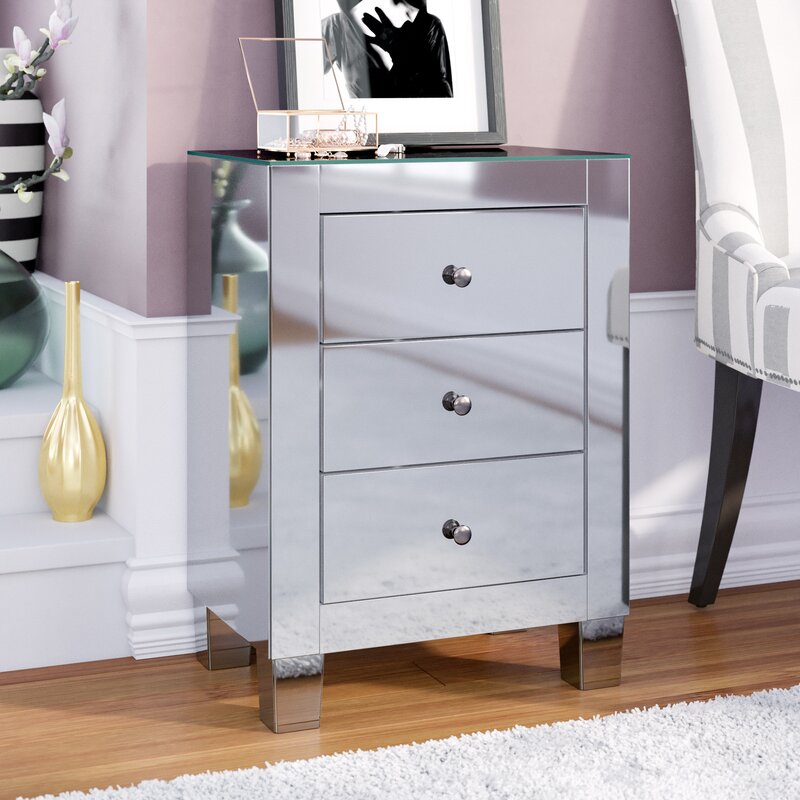 Rosdorf Park Emerita 3 Drawer Mirrored Accent Chest Reviews