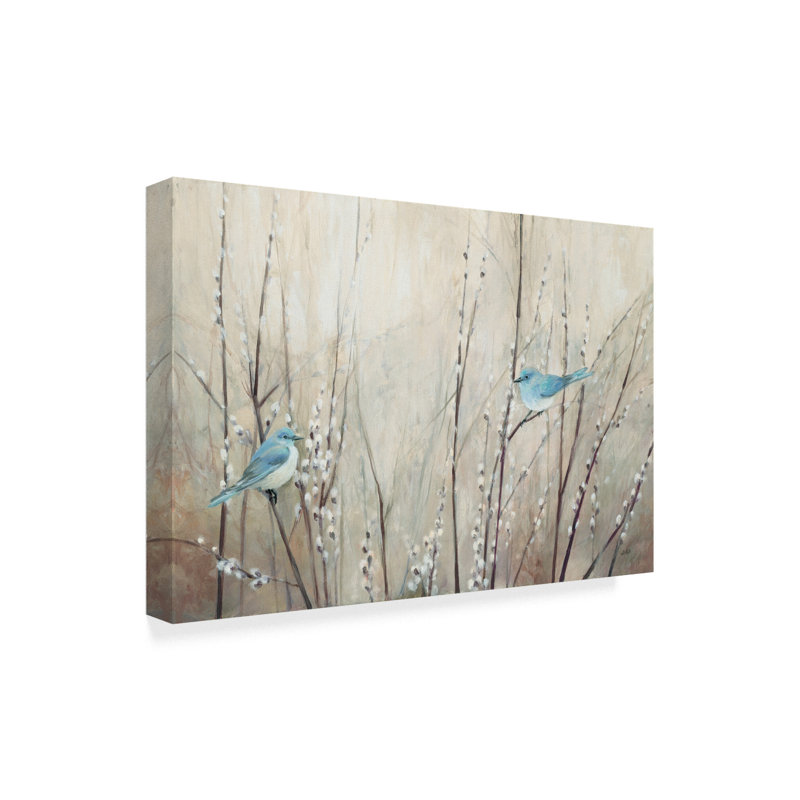 Andover Mills Pretty Blue Birds Wrapped Canvas Acrylic