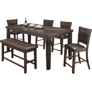 Walnut 6 Piece Counter Height Dining Set by BestMasterFurniture