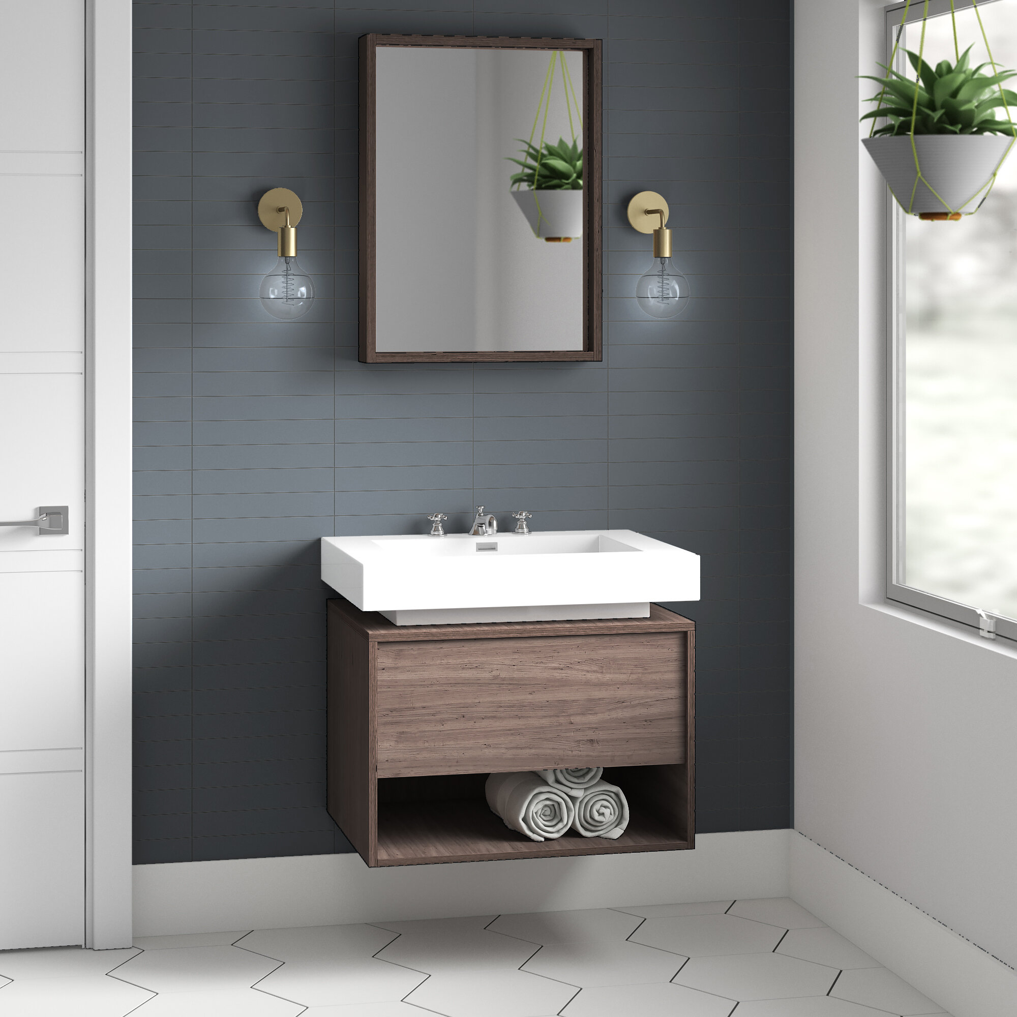 Senza Potenza 27 Single Bathroom Vanity Set With Mirror Allmodern