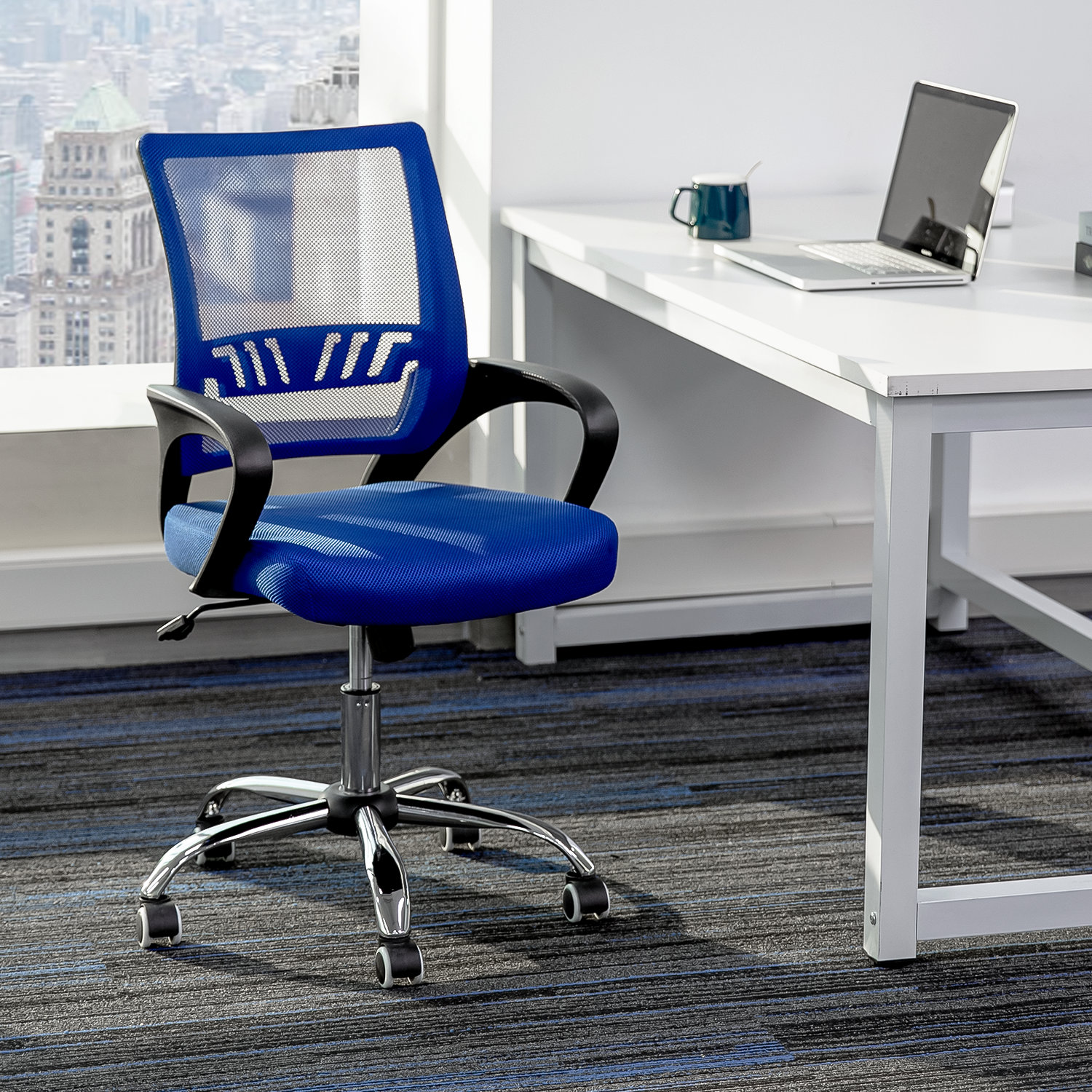 Inbox Zero Chair with Floor Protector Carpet, Midback Office Computer