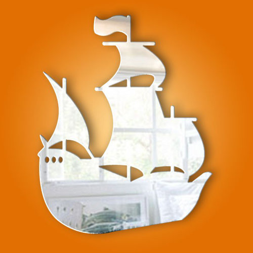 Pirate Ship Mirror Breakwater Bay Size: 15 cm H x 12 cm W x 0.3 cm D