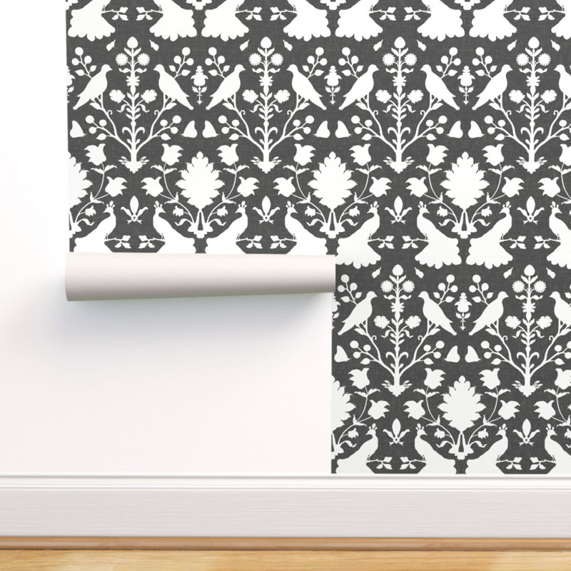 Ebern Designs Nondoue Vintage Bird Damask Removable Peel And Stick Wallpaper Roll Wayfair