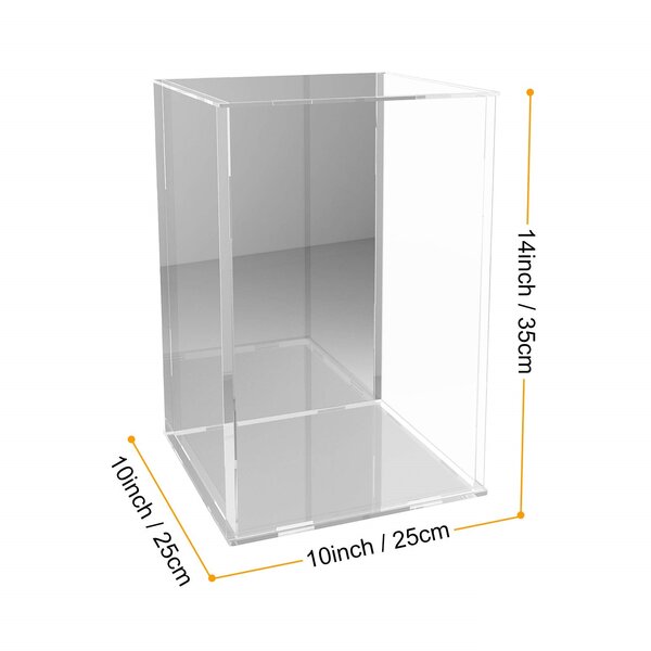 Acrylic Display Case 10 inch H Perspex Box Plastic Base Self-Assembly Dustproof