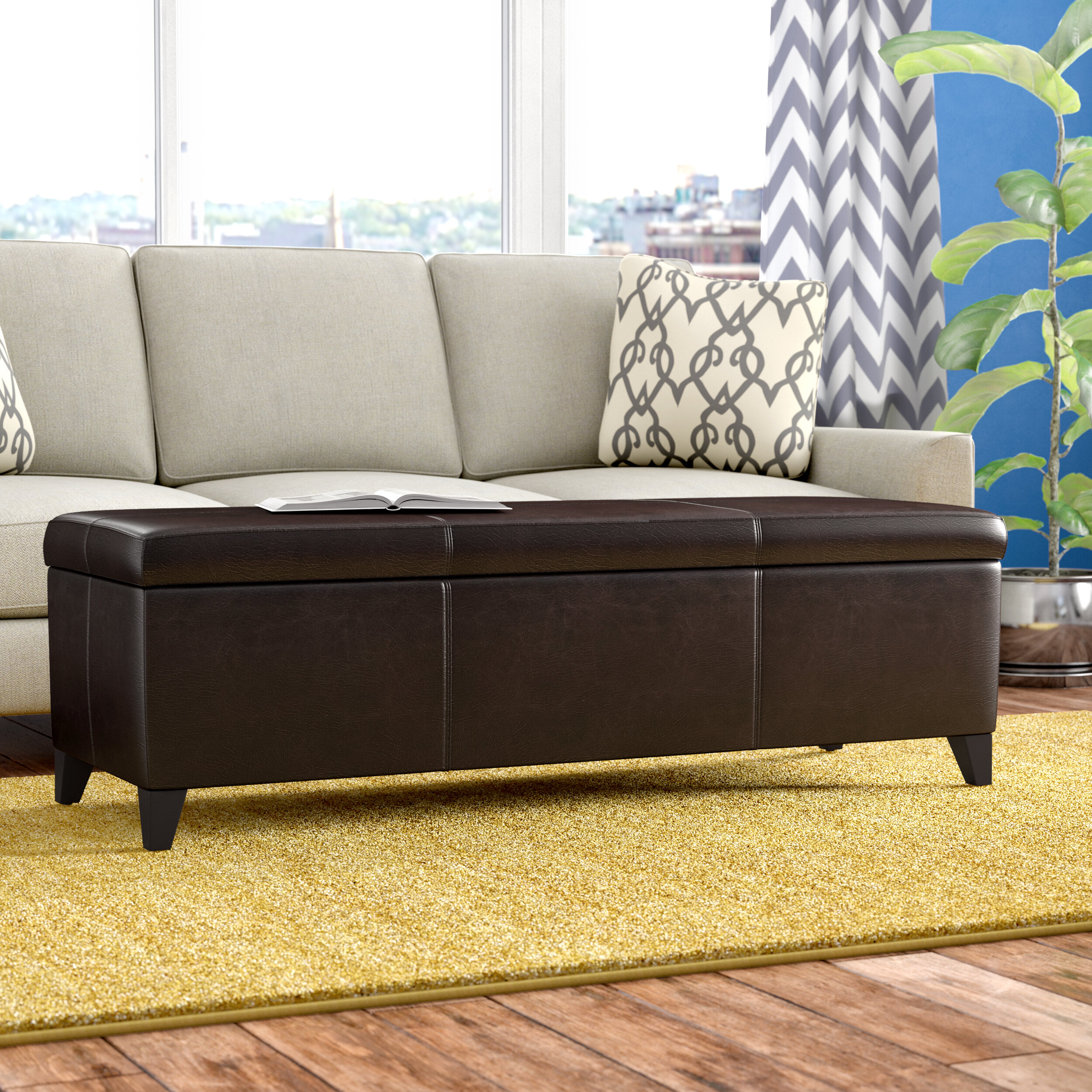 Andover Mills Denali 51 18 Wide Faux Leather Rectangle Storage Ottoman Reviews Wayfair