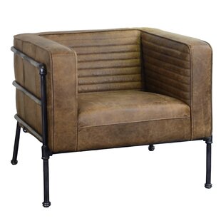 Shearer Channeled Leather And Metal Club Chair By 17 Stories