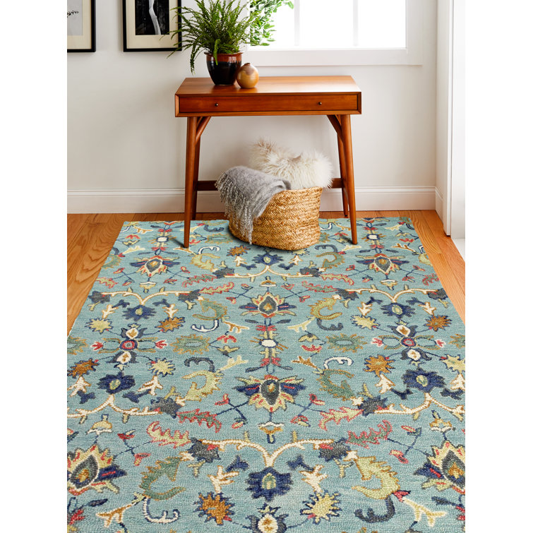 Bashian Rugs Valencia Floral Handmade Tufted Wool Blue Green Brown Area Rug Wayfair