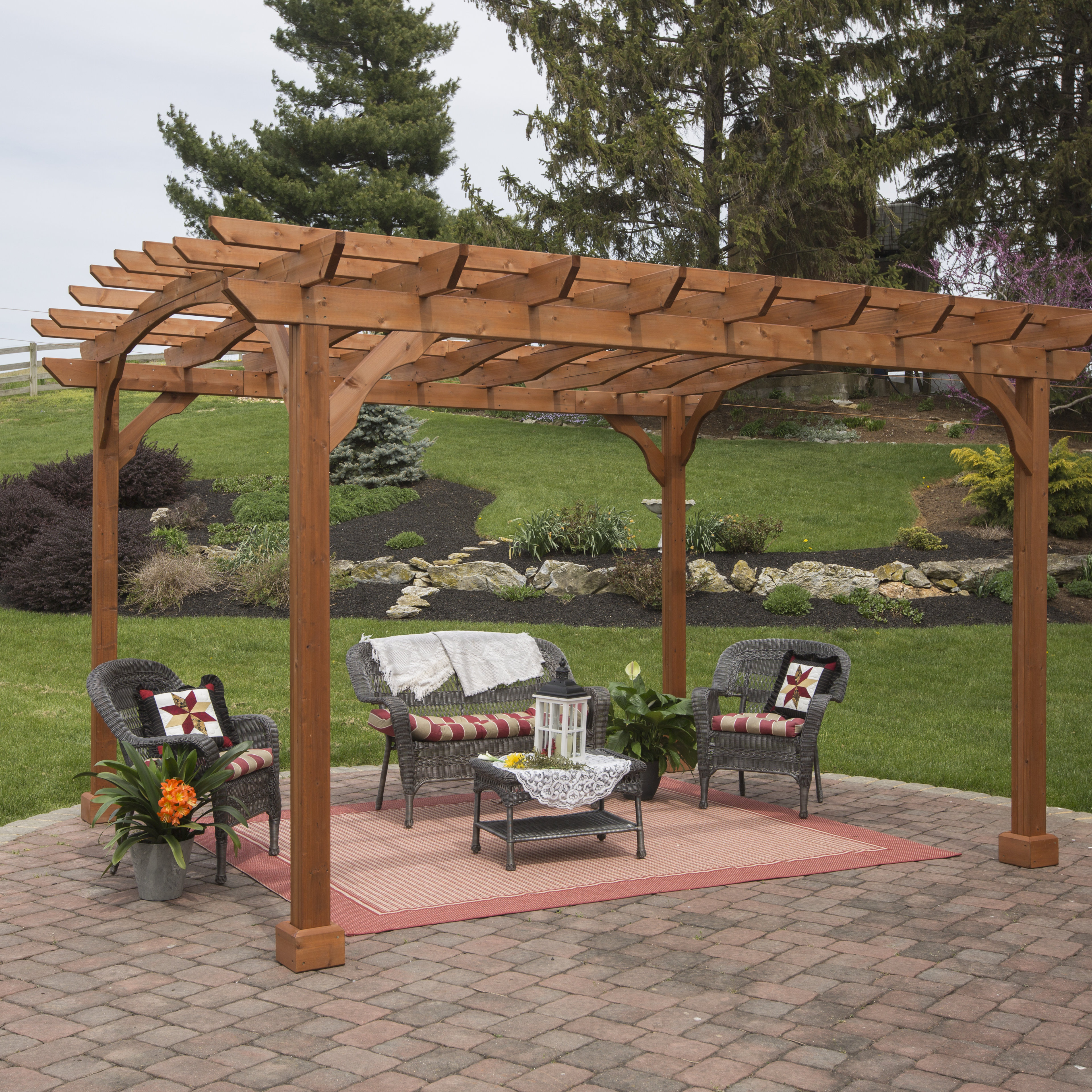 10 Ft W X 12 D Solid Wood Pergola