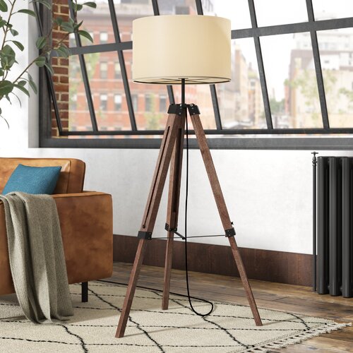 Tripod-Stehlampe BRODERICK von HYKKON Metall/Holz