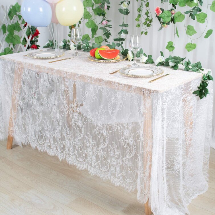 Rectangle Embroidered Holiday Tablecloth Wedding Party Banquet Event Decor White 