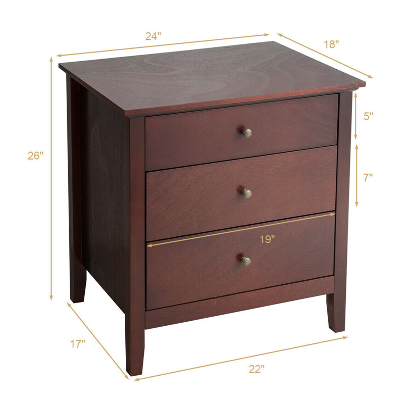 Red Barrel Studio Wegner 3 Drawer Nightstand Wayfair
