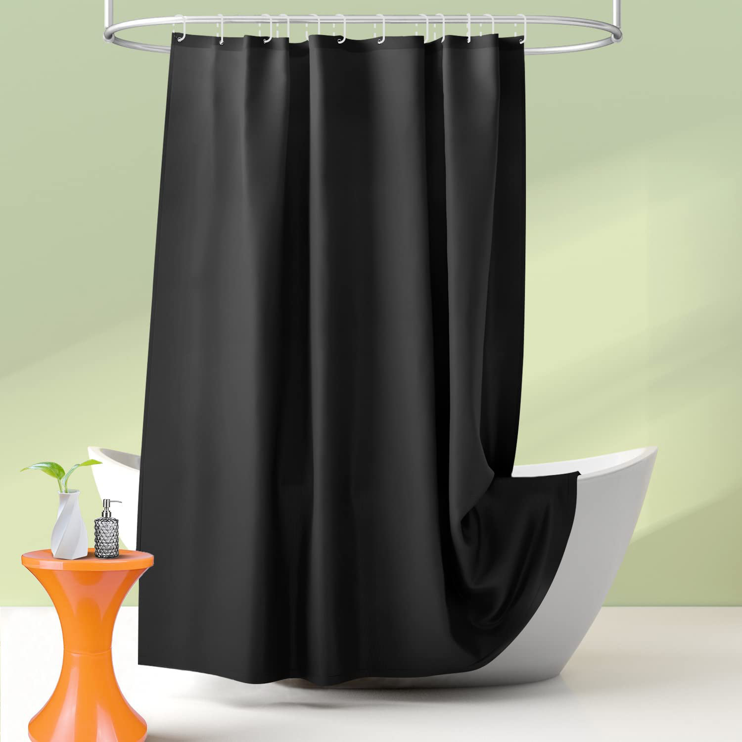 Home Fabric Shower Curtain with 12 Hooks Waterproof and Bottom's Weighted Mosaic 