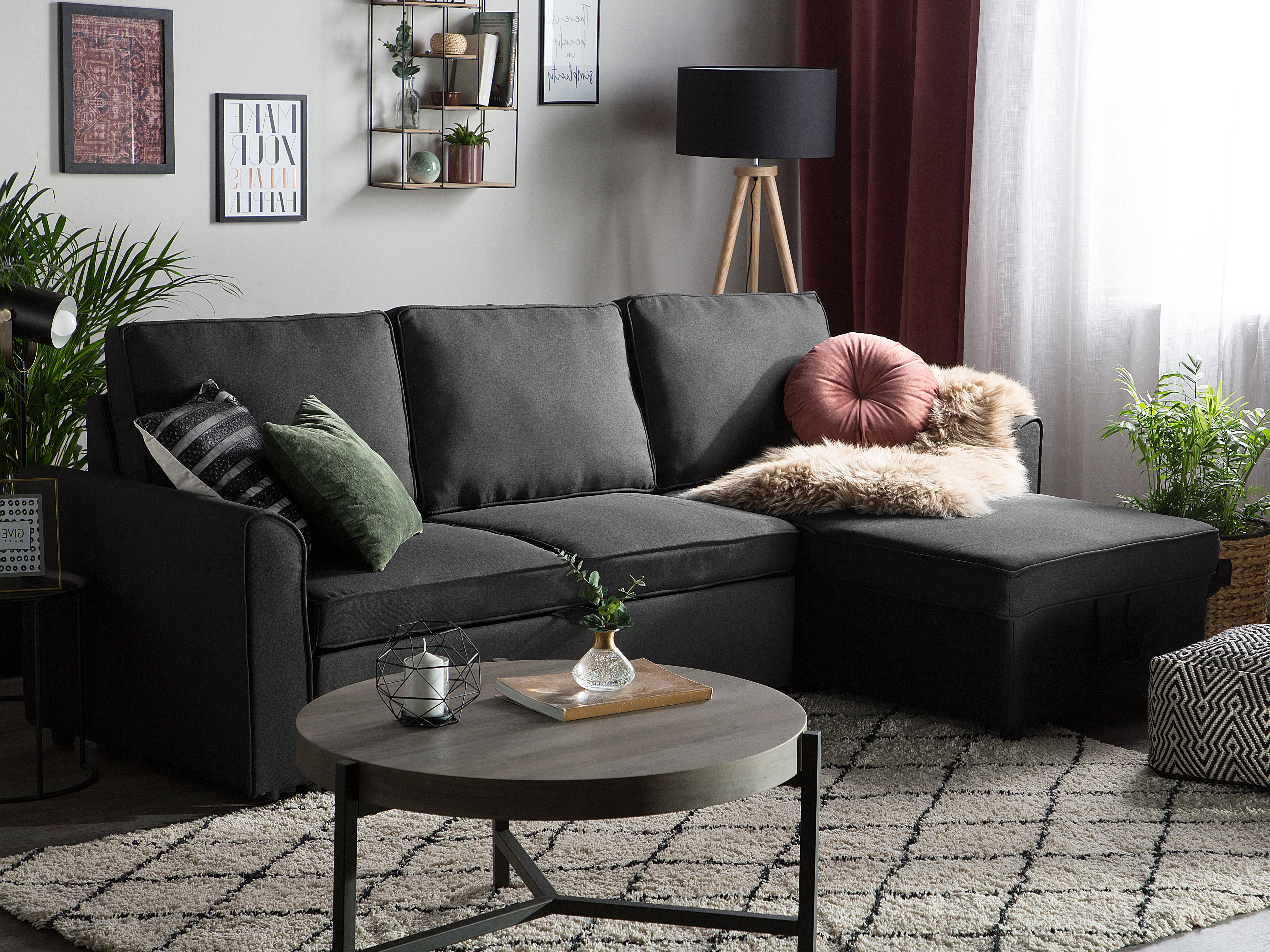 Left Hand Fabric Sectional Sofa Bed With Storage Grey Nesna