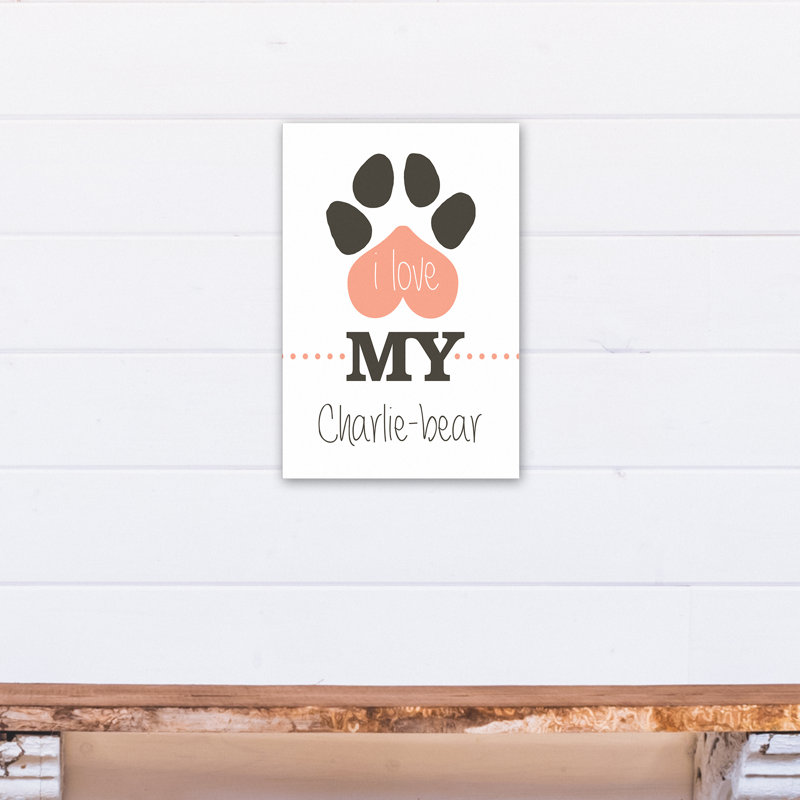 Winston Porter Name Love My Pet Paw Print Textual Art On Canvas Wayfair