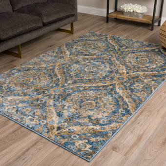World Menagerie Martique Power Loom Blue Brown Rug Wayfair