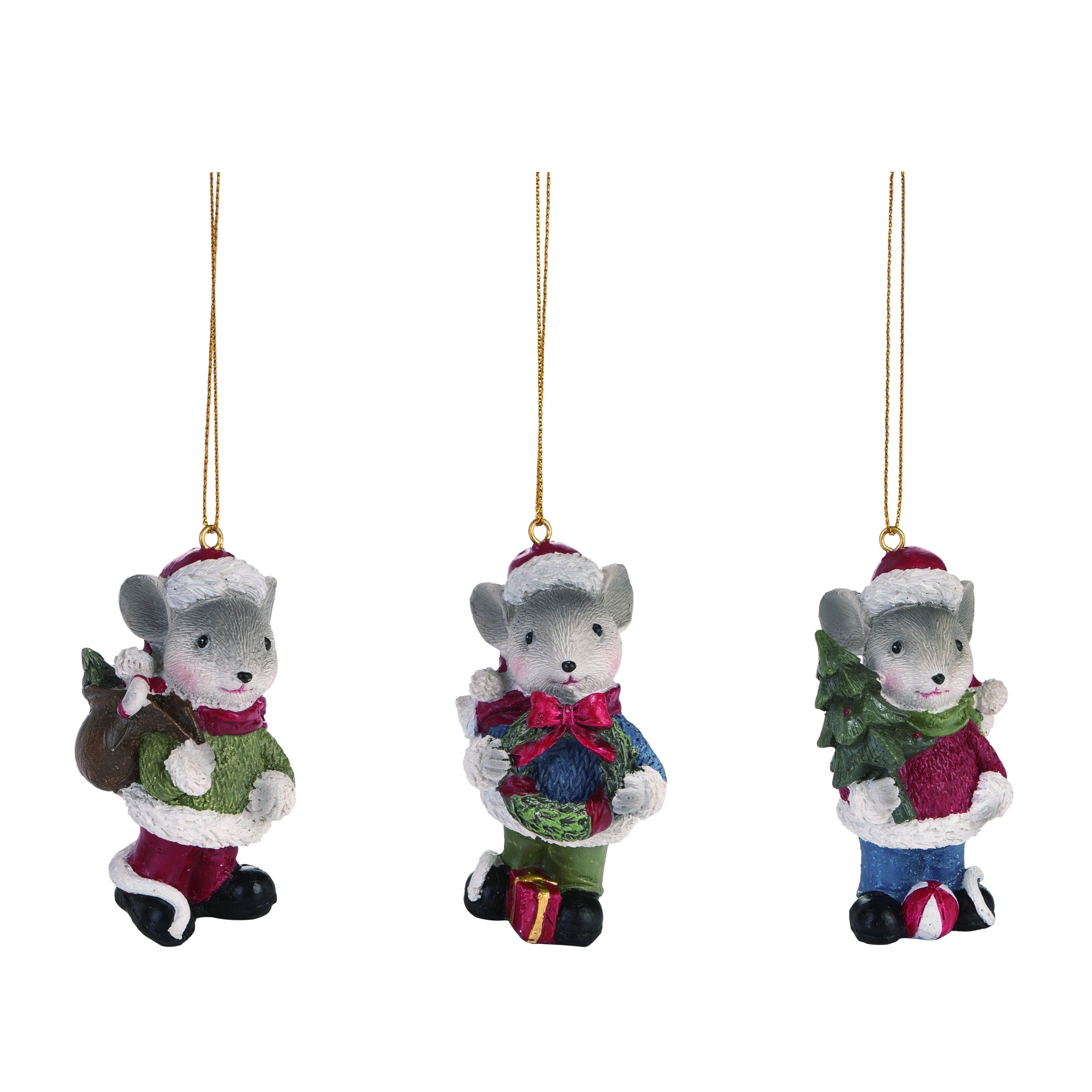 The Holiday Aisle 3 Piece Mouse Hanging Figurine Ornament Set Wayfair