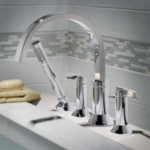 Berwick Double Handle Deck Mount Roman Tub Faucet Lever Handle