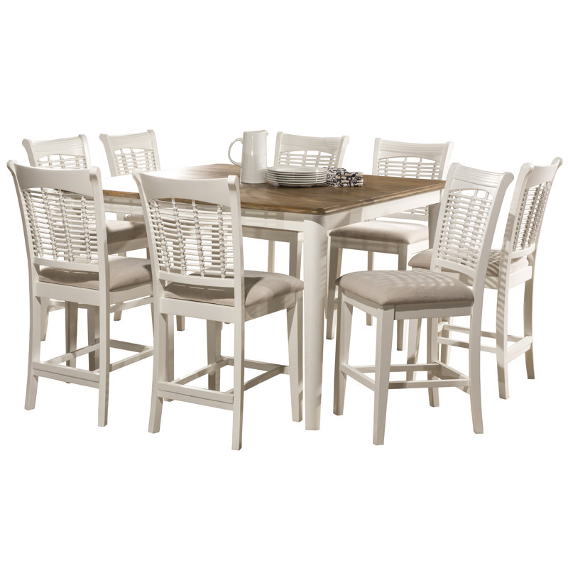 August Grove Hartling Bayberry 9 Piece Counter Height Dining Set Reviews Wayfair