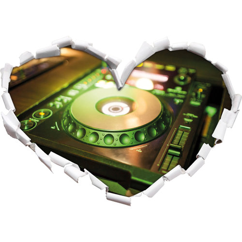 East Urban Home Wandaufkleber Grün beleuchteter DJ-Plattenspieler 