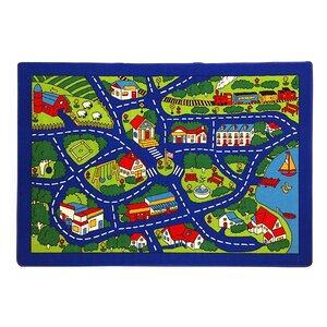 Paradise Design Street Map Blue Area Rug