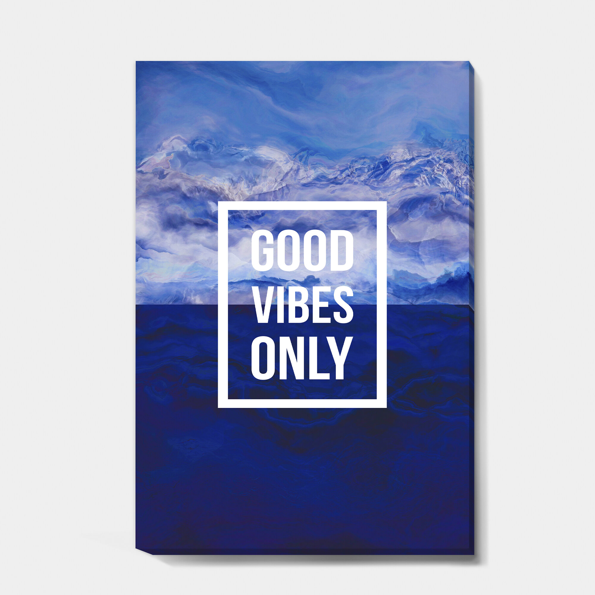 East Urban Home Good Vibes Only On Blue Abstract Background Print On Canvas Wayfair