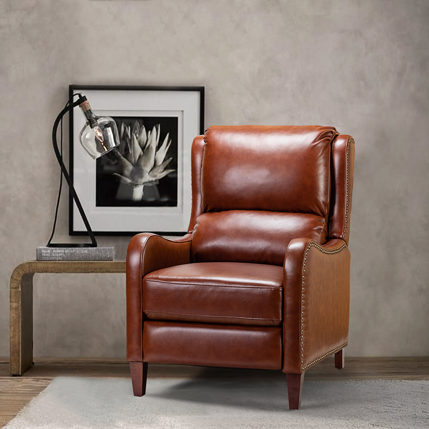 Stylish Leather Recliner Chair Manual Push-back Single Sofa Armchair Couch Seats 
